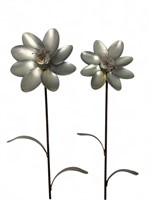 (2) Handmade Recycled Spoon Flower Garden Stakes