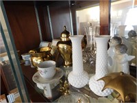 Contents of Shelf-Brass Items, Figurines,Vases,