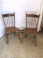 (2) Antique Primitive Wooden Dining Chairs