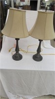 PAIR METAL BASE TABLE LAMPS 28"T