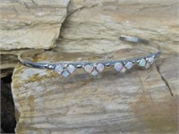 Sterling Silver Tested Opal Heart Petit Cuff