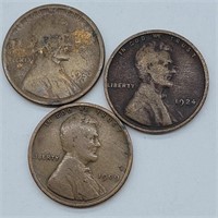 1909, 1920 & 1924 LINCOLN WHEAT PENNIES