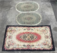 (F) Wool Floral Rectangle Rug and Floral Styled