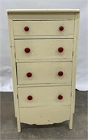 (F) Tan Yellow Dresser With Red Knobs: 16 x 19 x