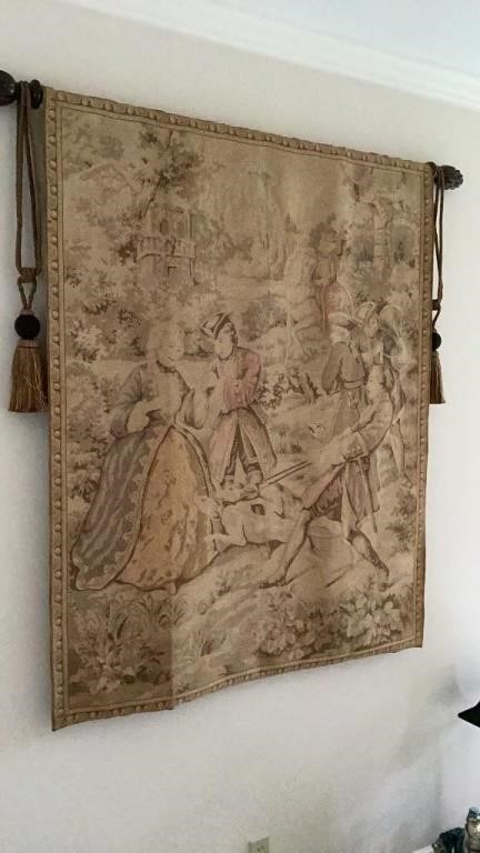 Large antique tapestry, 48 inches wide and 16