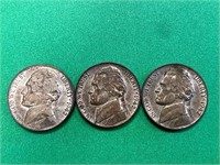 (3) 1942 P Jefferson Nickels