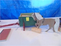 wooden horse and wagon (some damage)