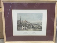 antique plate, print of Heidelberg, framed