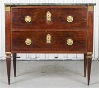 Louis XVI Style Commode With Green Marble Top