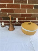 Vintage thermal bowl, copper candleholder