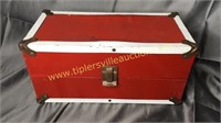 Vintage red doll trunk
