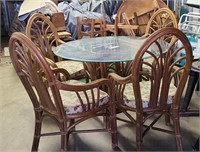 Rattan dining set, 4 chairs/table