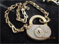 Pat. 1896 Yale & Towne Lock w/Chain-no key