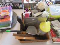 Lot: Brushes, Wire Brushes, Metal Container,more