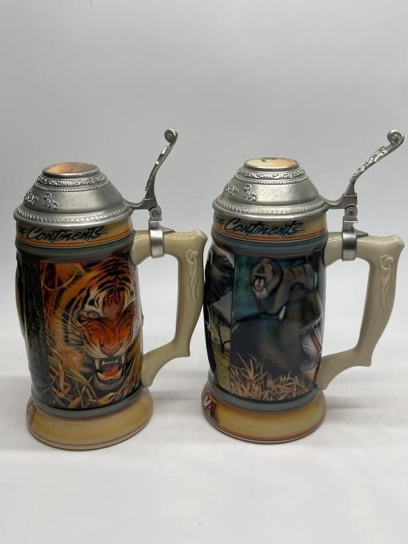 Two Budweiser Animals of the Seven Beer Steins