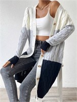 *NEW*Women's Drop Shoulder Cable Knit Cardigan, M