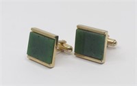 JADE & GOLD TONE SQUARE CUFFLINKS