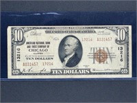 1929 Chicago, IL $10 brown seal American Nat. note