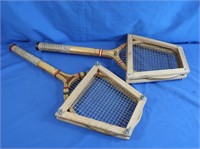 2 Wooden Tennis Racquets