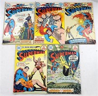 (5) VINTAGE DC SUPERMAN COMIC BOOKS
