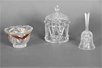 Vintage Crystal Ice Bucket, Bell, Sugar Bowl