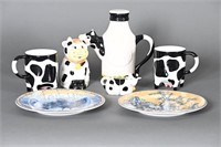 Vintage Collectible Cow Mugs, Pitchers, Plates