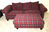 Freestyle Plaid Upholstered Sofa & Ottoman