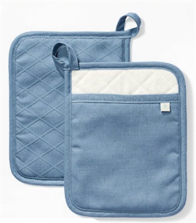 Flash Box 2pk Potholder Blue & 1 Oven Mitt