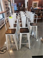 WOOD SEAT METAL FRAME CHAIRS