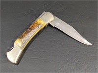Custom Made, Damascus Blade, Stag Handle Knife