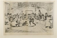 Antique Print "Westminster Pit". Dog Fighting