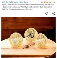 MSRP $30 Set 3 Gold Metal Decorative Balls
