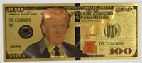 Gold Foil Trump $100 Fantasy Note