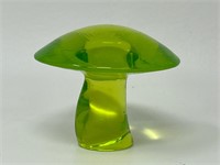 Viking Glass Green Vintage Mushroom Paperweight