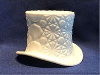 Fenton "Daisy/Button" Art Milk Glass Top Hat Vase