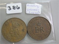 2 Elizabeth II Coronation Coins