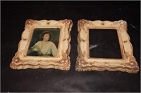 Two Plaster Frames  w/ Print