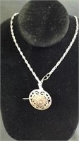 Vintage Guatemalan sterling pin/pendant necklace