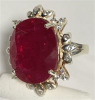 Sterling Silver Ring With Large Red Stone