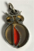 Colored Glass And Silver Owl Pendant