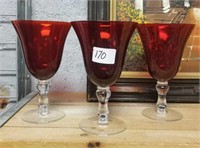 Three Ruby Red Goblets