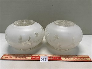 TWO PRETTY FROSTED GLASS LIGHT FIXTURE SHADES