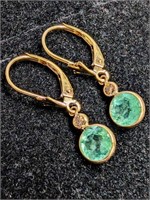 $1915 14K  Colombian Emerald(1.7ct) Diamond(0.12ct
