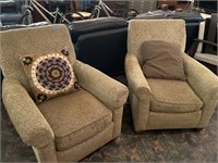 Matching Pair of Upholstered Arm Chairs