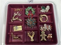 11  CHRISTMAS BROOCHES MONET, JJ & OTHERS