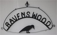IRON RAVENSWOOD SIGN, WROUGHT IRON & RIVETED