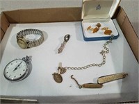 Vintage pocket watch and wrist watch, pocket