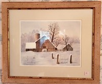 BARN IN SNOW PRINT BY ARCHIE CAMPBELL #409/500 -