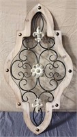 White Washed Wood & Metal Scroll Wall Decor