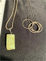 Two necklaces marked 925 - very nice green stone